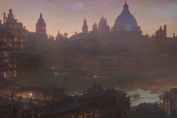 Tevere+river+Bar on garden rooftops +Rome mixed new york +Skyscraper +steampunk+biopunk+alphonse mucha, greg rutkowski,matte painting, cryengine, hyper detailed, felix kelly, fantasy art, seb mckinnon