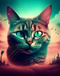 Haz una imagen de un gato al estilo surrealista/onirico