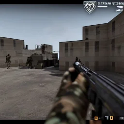 Shooting bombs into A bomb site many terrorist and one counter terrorist with an awp realistic, cinematic, 3rd person pov