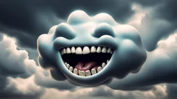 smiling menacing cloud with teeth