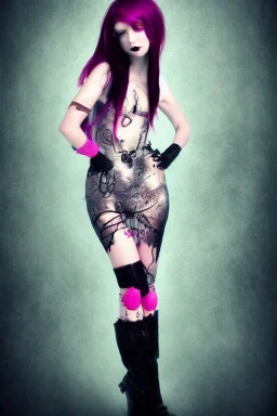 portrait, lady, full body shot, medium shot, CyberFairyGrunge