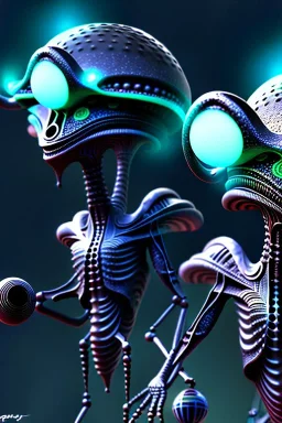 aliens, glowing, 8k, finely detailed, photo realistic.