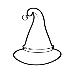 A black and white cute drawing of a Santa's hat. Only outline, white background,for kids