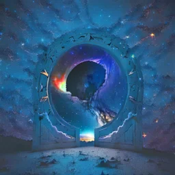 night sky with a portal opening