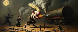 master oil painting by Rembrandt, good afternoon bitch The world is getting creepier faster than a greased pig in a knife fight in a phone both on a runaway train on ai steroids.