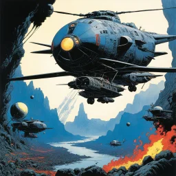 (art by Philippe Druillet's Délirius, 1973, written by Jacques Lob) helicopter crash