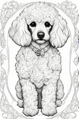 outline art for cute poodle coloring pages with white background, sketch style, full body, only use outline, mandala style, clean line art, white background, no shadow and well outlined