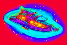 cool design of a small spaceship cruising through the gAlaxy