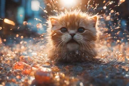 jelly cat explosion, tasty, details, intricate detail, professional lighting, film lighting, 35mm, anamorphic, lightroom, cinematography, bokeh, lens flare, film grain, hdr10, 8k, Roger Deakins, incredibly detailed, reflect, sharpen