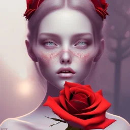 red rose beautiful girl,utra realistic,highly detailed, masterpiece, delicate detailed, sharp focus, insanely detailed, fantasy art, intricate detailed, elegant, fog, Special Lighting, Vibrant, color Scheme, forest, unreal engine 5, trending on artstation