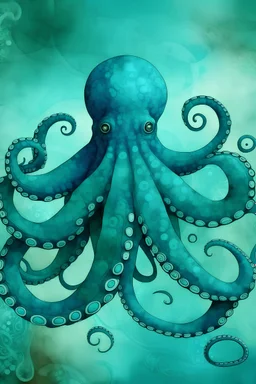 giant octopus, warm-hearted, strong, brave, blue, turquoise