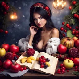 yalda night ,add hafez book, and winter fruits and dishes ,beautiful sexy girl. with bekiny sexy super reall