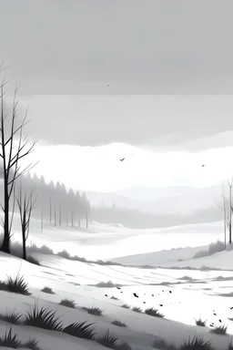 a snowy landscape, on a grey tone, ideal for a book background