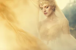 double exposure, merged layers, Beautiful composition of different fabrics, embroidered tulle with jewels, lace and raw pearls, silk, velvet, burlap, double exposure, heart, waterfall, golden glitters in sunshine