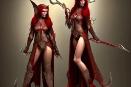 crimson haired sorceress elven