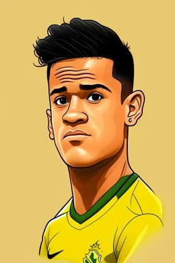Philippe Coutinho Brazilian football player ,cartoon 2d
