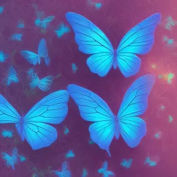 luminous pastel colors, blue butterfly