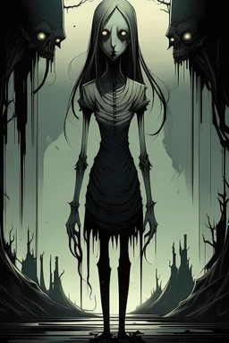 strane tall lady, horror, little nightmare videogames style