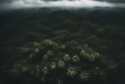 forest tropical jungle overcast dark view from above