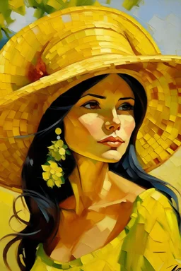 mexican cote d'azur woman yellow mexican painting