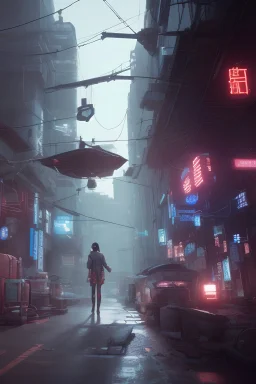 4k, hyper-realistic, Ultra-HD, Ray-tracing, cyberpunk, cybernetics, Asian, Female, short, jacket, carrying pistol, hacker, night time, bright signs, lively city