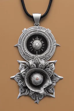 Silver necklace in the shape of the astra flower contains black crystal