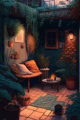 cozy vibes art patio