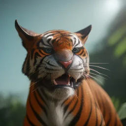 Tigor unreal 5, octane render,cinema4d, dynamic lighting, dramatic lighting, 4k, redshift render, highly detailed, hyper realistic, in space