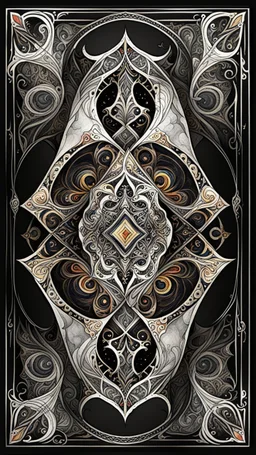 create a full color, ink wash and watercolor, ornate abstract expressionist arabesque style bordered symmetric playing card template on a black background