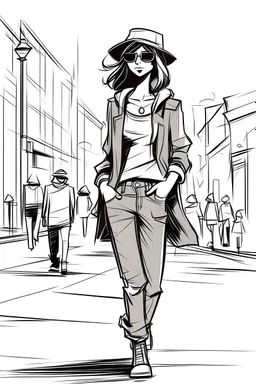 sketched character with street style