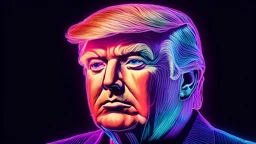 precise fine detailed NEON LINE ART OF trump. AMAZE ME. Cinematic rgb lighting,