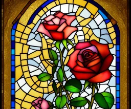 Stained glass Rose, global illumination cartoon