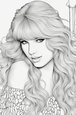 coloring pages of taylor swift for adults, Designs Black and white, No Shading