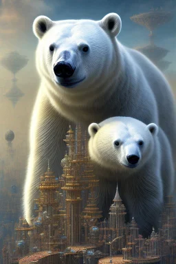 poetical, surreal minimalistic artwork, a maori, a cyberpunk polar bear, with a surreal engine mechanism, side view, in the style of Max Ernst, Renè Magritte, vivid colors, photo realistic web edition, ambient occlusion, strong top light , on white background