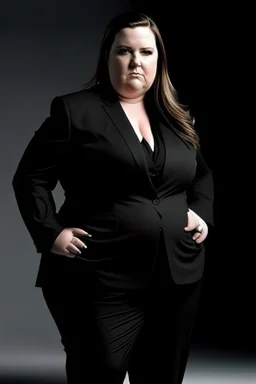 fat hot woman in black suit i said fat make her fatter and hotter