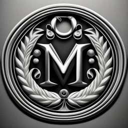 letter M, laurel wreath