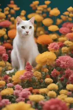 insane extruded diorama of a cat multiplied by a hundred subdivided from flowers perfect details"