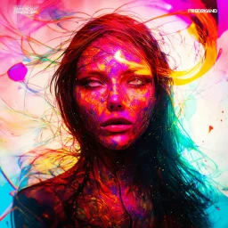 piece of album art with a women fusion with light, abstract experimental style album cover, high level of noise and subtle texture, psychedelic cover, shapes and lines