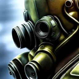 Clear Focus, High resolution, power armor, fallout, atomic-bunker, gasmask, extremely detailed digital painting, extremely detailed face,