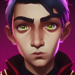 Portrait of a 9 year old warlock boy with beautiful eyes Nick Harris style