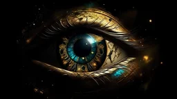Eye of Horus realistic in space art style detailed 4k ultra gold