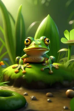 can you generate a wallpaper 1080 x 1920 a small cute cat and a cute frog staring at eachtohherr cutely in some sort of plants