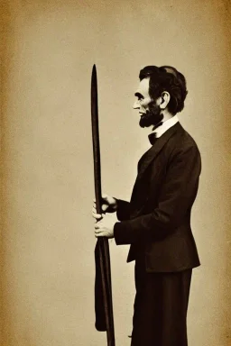 Abraham Lincoln holding a six-inch long wooden stake vintage photography, beautiful, Tumblr aesthetic, retro vintage style, HD photography, hyperrealism