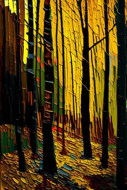 autumn forest in the style of frank Auerbach