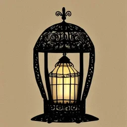 fireflies inside a wrought iron lantern, intricate, ornate, highly detailed digital painting, fine lineart, warm tones,