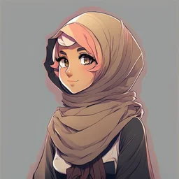 A hejab girl , vectorized , anime , 8k