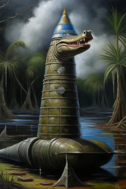 crocodile rocket, prize winning oil painting