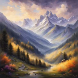 Bavarian Alps" Artist: Heinrich Bürkel Style: Romantic Realism Color Palette: Soft hues of blue and purple for the distant mountains, lush greens for the rolling hills, and warm tones of gold and orange for the sunlight filtering through the clouds, capturing the majestic beauty of the Bavarian Alps. Prompt: "Embark on a visual journey through the breathtaking splendor of the Bavarian Alps with Heinrich Bürkel's 'Bavarian Alps.' As a master of Romantic Realism, Bürkel transports viewers to a rea