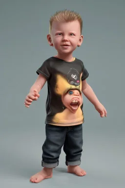 James hetfield toddler, full body, bokeh,hyper realistic