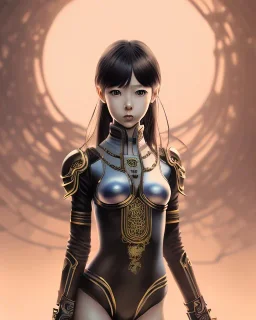 Detailed cute anime Kunoichi girl, brown hair,latex bodysuit, intricate details, upper body portrait, keep head in frame, slight smile, black Japanese motif, concept art, highly detailed, digital painting, concept art, sharp focus, illustration, art by Yoji Shinkawa, WLOP and greg rutkowski and alphonse mucha and artgerm and yanjun Chen and Junji ito and Makoto Shinkai, HDR, octane render.